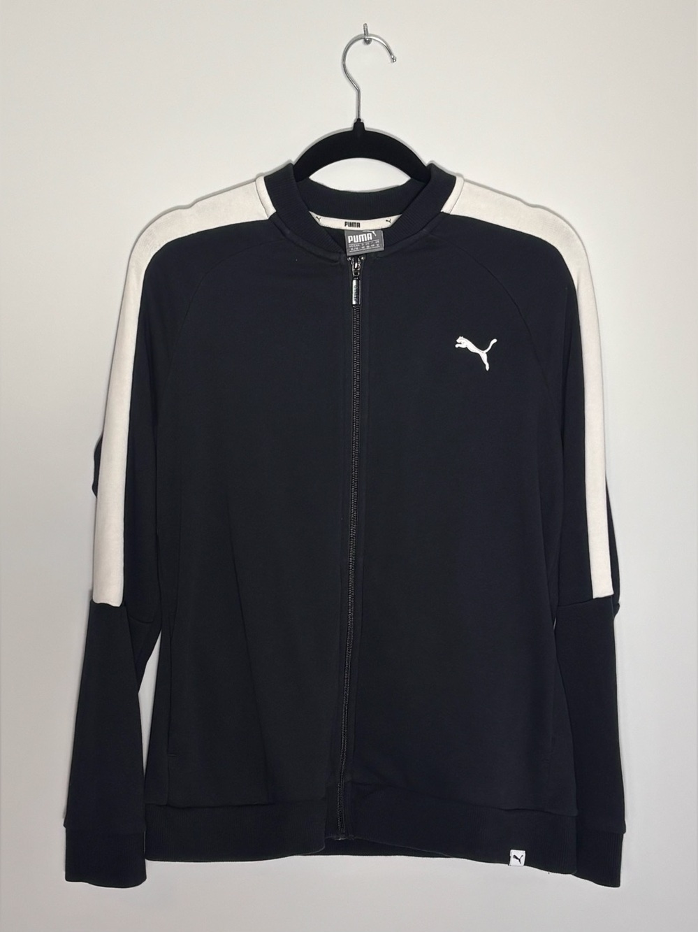 PUMA Women’s Full Zip Track Jacket XL Black White Retro T7 Athletic - Picture 2 of 5